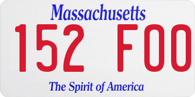 MA license plate 152FO0