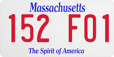 MA license plate 152FO1