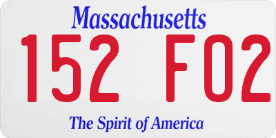 MA license plate 152FO2