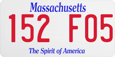 MA license plate 152FO5