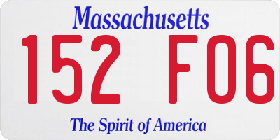 MA license plate 152FO6