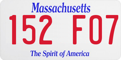 MA license plate 152FO7