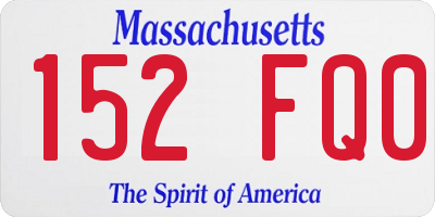 MA license plate 152FQ0