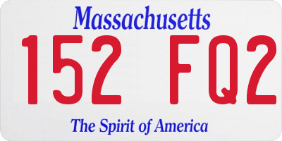 MA license plate 152FQ2