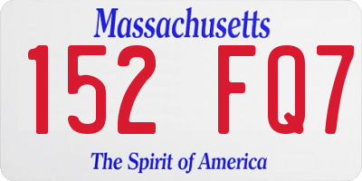 MA license plate 152FQ7