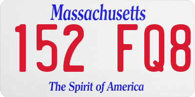 MA license plate 152FQ8
