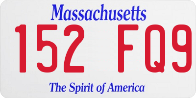 MA license plate 152FQ9