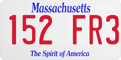 MA license plate 152FR3