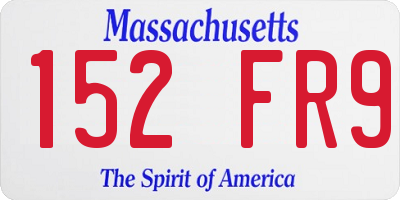 MA license plate 152FR9
