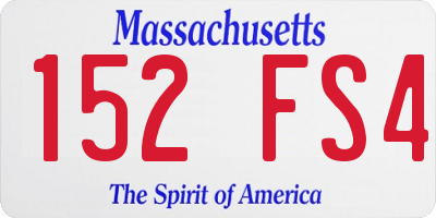 MA license plate 152FS4