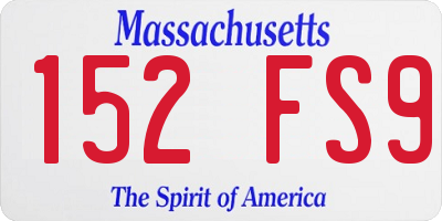 MA license plate 152FS9