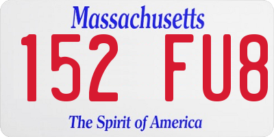 MA license plate 152FU8