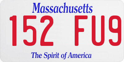 MA license plate 152FU9