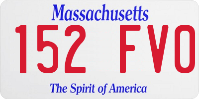 MA license plate 152FV0