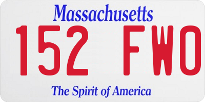 MA license plate 152FW0