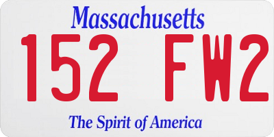 MA license plate 152FW2