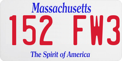 MA license plate 152FW3