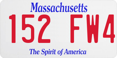 MA license plate 152FW4