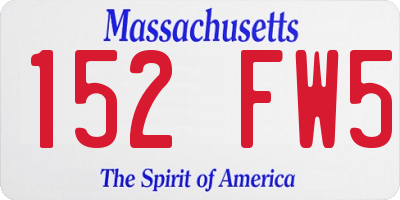 MA license plate 152FW5