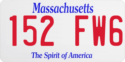 MA license plate 152FW6