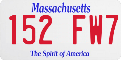 MA license plate 152FW7