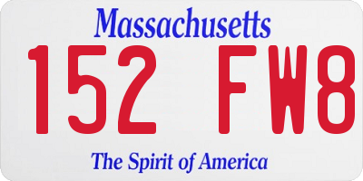 MA license plate 152FW8