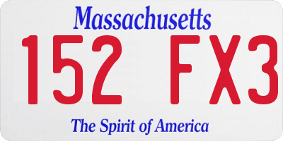 MA license plate 152FX3