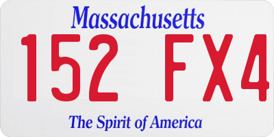 MA license plate 152FX4