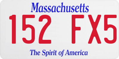 MA license plate 152FX5