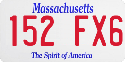 MA license plate 152FX6