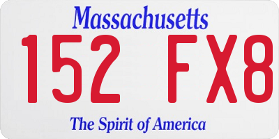 MA license plate 152FX8