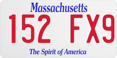 MA license plate 152FX9