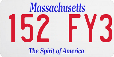 MA license plate 152FY3