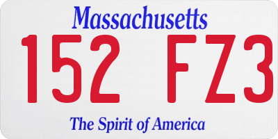MA license plate 152FZ3