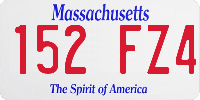 MA license plate 152FZ4