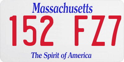 MA license plate 152FZ7