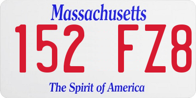 MA license plate 152FZ8