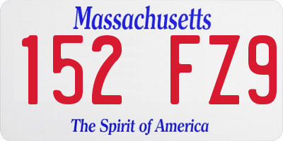 MA license plate 152FZ9