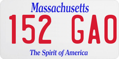 MA license plate 152GA0