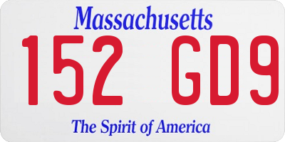 MA license plate 152GD9