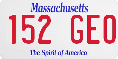 MA license plate 152GE0