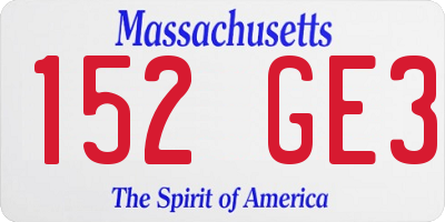 MA license plate 152GE3