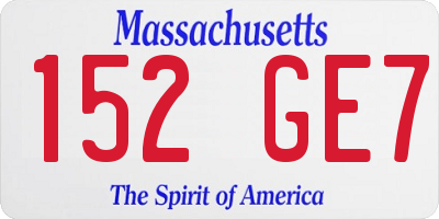 MA license plate 152GE7