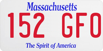 MA license plate 152GF0