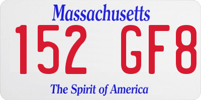 MA license plate 152GF8
