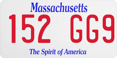 MA license plate 152GG9
