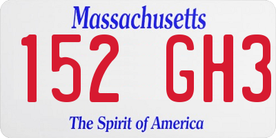 MA license plate 152GH3
