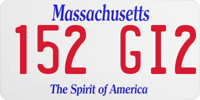 MA license plate 152GI2
