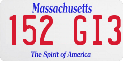 MA license plate 152GI3
