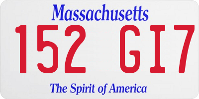 MA license plate 152GI7
